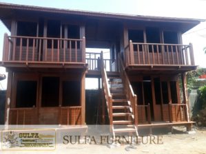 Gazebo Kayu Tingkat Minimalis Jati Jepara