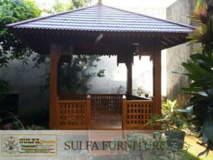 Gazebo Kayu Jati Asli Desain Minimalis Terbaru